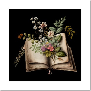 Book lover floral motif Posters and Art